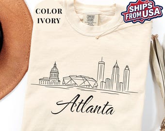 Comfort Colors® Atlanta Skyline Shirt, Minimalist Line Art Cityscape Tee, Georgia Souvenir Gift, Travel Pride Apparel