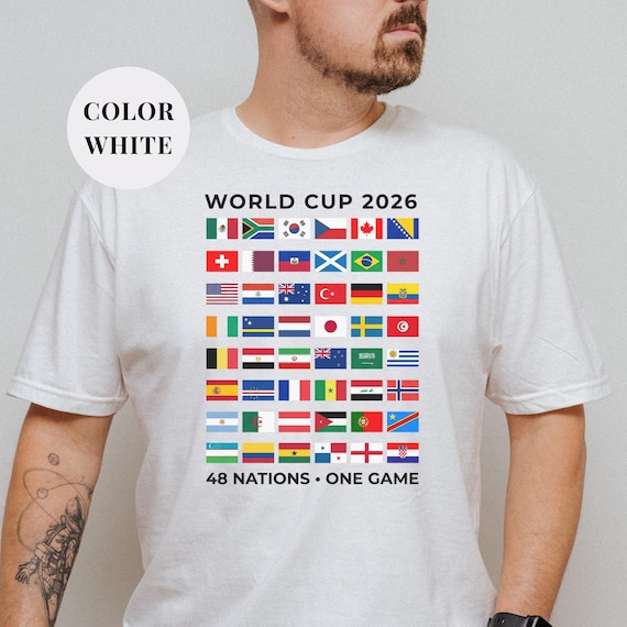 World Cup 2026 Shirt, 48 Nations Soccer Tee, World Flags Graphic T-Shirt