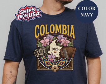 Koszulka piłkarska Kolumbia 2026 | Koszulka kibica Mistrzostw Świata 2026 | Koszulka z grafiką Colombian Pride | Koszulka piłkarska Copa Mundial w stylu retro | Sprzedawca z USA