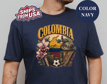 Koszulka piłkarska Kolumbii, strój na Mistrzostwa Świata 2026, koszulka piłkarska z motywem kolumbijskiej dumy w stylu retro, prezent dla kibica Copa Mundial w stylu vintage, koszulka meczowa