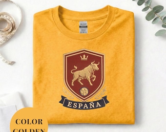 Retro Spanien Fußball-Trikot, Vintage España Wappen-T-Shirt, Stier-Grafik-Kleidung