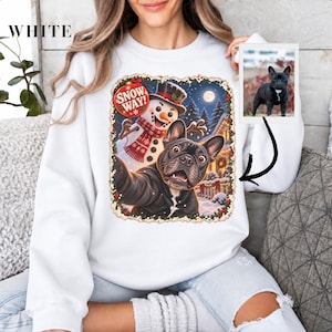 Sudadera navideña personalizada para perros, sudadera personalizada con foto de mascota y muñeco de nieve, regalo navideño divertido para mamás perrunas.