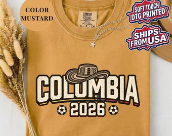 Comfort Colors Colombia Soccer Shirt, Sombrero Vueltiao Graphic Tee, World Cup 2026 Apparel