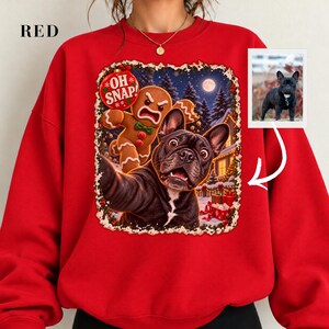 Sudadera navideña personalizada para perros, sudadera personalizada con foto de mascota y diseño de galleta de jengibre, regalo navideño divertido para mamás perrunas.