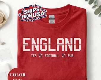 England Tea Football Pub Graphic Tee, British Soccer Fan Apparel