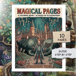 Magical Pages Coloring Book | 10 Printable Pages + Tutorial + Color Guide | Digital Download PDF & PNG