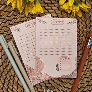 Bloc de notas vintage / Bloc de notas floral estilo álbum de recortes / Diario de bolsillo y lista de tareas pendientes 9 x 13 cm