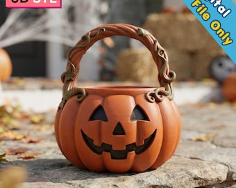 Cestino per caramelle a forma di zucca STL / Ciotola di Halloween a forma di zucca / Porta dolcetti spettrale / Decorazione autunnale carina / File per stampa 3D