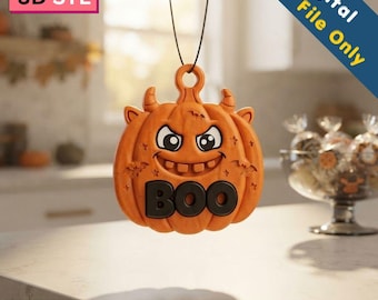 Appendi porta a forma di zucca BOO STL / Decorazione per porta di Halloween a forma di zucca / File di stampa 3D spettrale