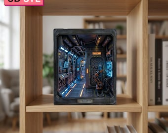 Futuristische Space Corridor Book Nook STL | Diorama scifi-controlekamer | (Digitale download)