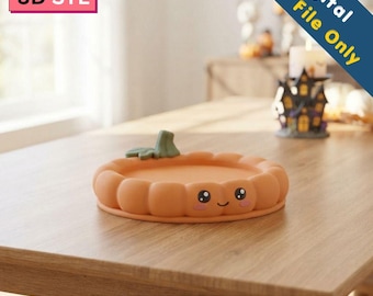 Halloween pompoen taartplateau STL | Leuke pompoen dessertschotel | Spookachtig herfst serveerplateau | Pompoen 3D printbestand | Halloween decoratie