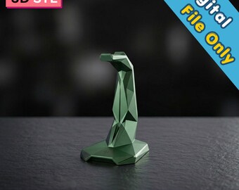 Futuristische hoofdtelefoonstandaard STL | Geometrische houder voor bureautelefoon | Modern gaming-opstellingsorganizer | Technisch geïnspireerd displaydock | 3D-afdrukbestand