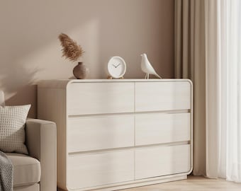 Rustic 6 Drawer Dresser, 47" Wide Farmhouse Storage Cabinet