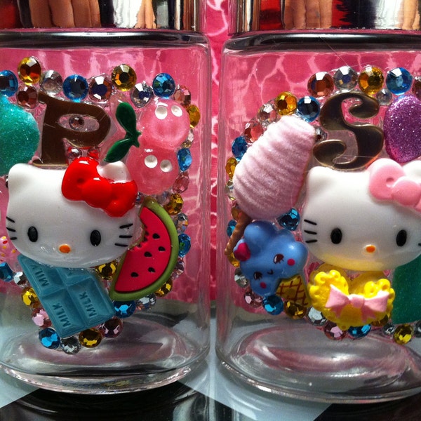 Hello Kitty Kawaii Glass Salt & Pepper shakers