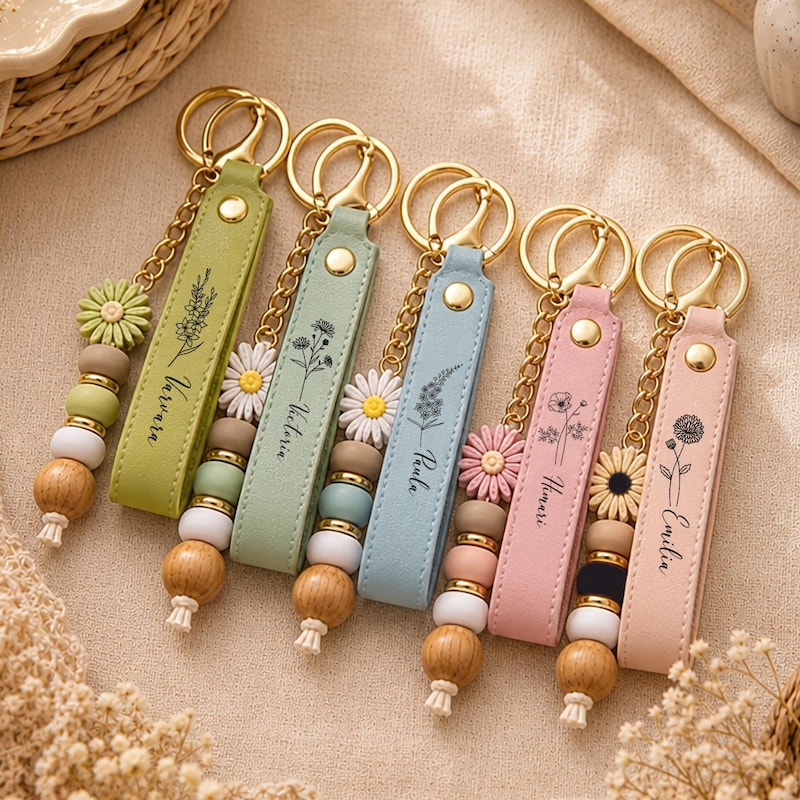Elegant Beaded Keychain - Etsy