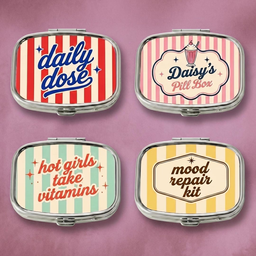 Custom Striped Pill Box - Personalized Travel Medication & Vitamin ...