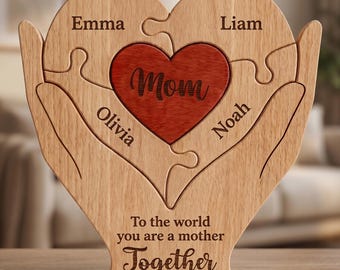 Personalized Mothers Day Wooden Puzzle Sign, You Are the Piece That Holds Us Together, Custom Family Name Plaque, Gift for Mom from Kids