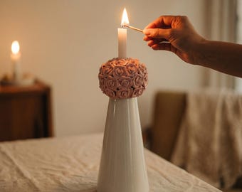 Pink Rose Candle Holder for Romantic Tables and Cozy Corners