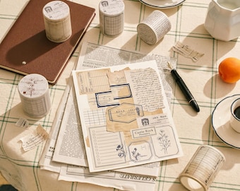 Library Washi Tape Bundle, Wide Vintage Archive Rolls