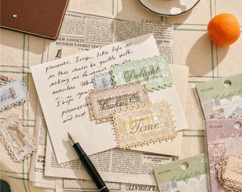 Vintage Lace Collage Kit, Hollow Cut Paper Ephemera for Journals