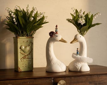 For a Sweet Little Cottage Corner, Goose Vase, Wall Pocket Vase or Lily Stems