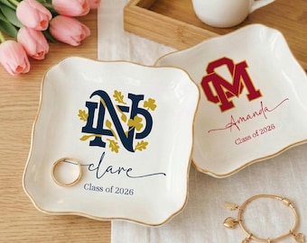 Personalized Class of 2026 Graduation Ceramic Ring Dish - Custom College Keepsake Plate