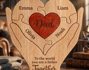 Personalized Fathers Day Wooden Puzzle Sign, You Are The Piece That Holds Us Together, Custom Dad Gift from Kids, Family Keepsake