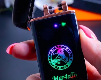 Briquet électrique personnalisé gravé au laser USB Rechargeable coupe-vent sans flamme Double arc croix personnalisé briquet plasma