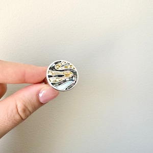 Vintage Sterling Silver Boho Statement Mosiac Shell Ring