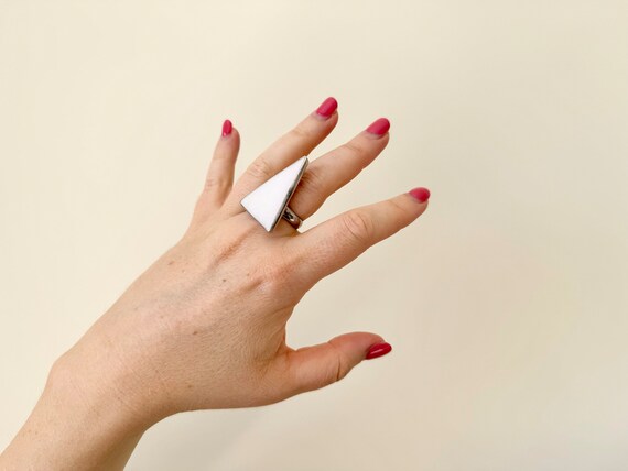 Vintage Sterling Silver Triangle Shell Statement … - image 4