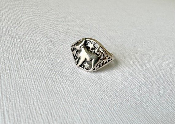 Vintage Sterling Silver Zodiac Star Sign Ring - T… - image 1