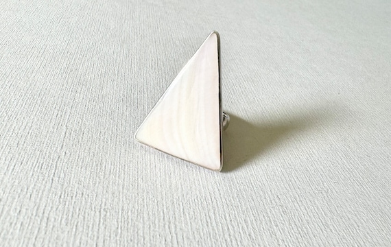 Vintage Sterling Silver Triangle Shell Statement … - image 1