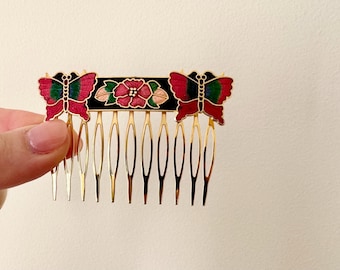 1980's Cloisonne Butterfly Hair Slide