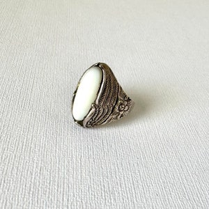 Vintage Sterling Silver Boho Statement Shell Ring