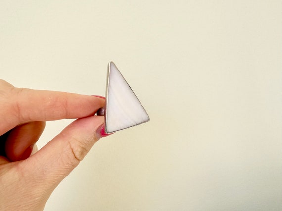 Vintage Sterling Silver Triangle Shell Statement … - image 3