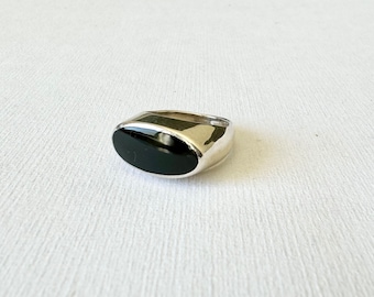 Vintage Onyx & Sterling Silver Band Ring