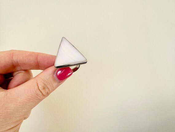 Vintage Sterling Silver Triangle Shell Statement … - image 2