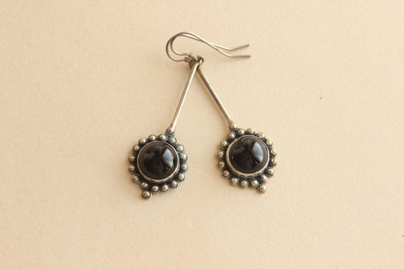 Vintage Garnet & Sterling Silver Drop Earrings