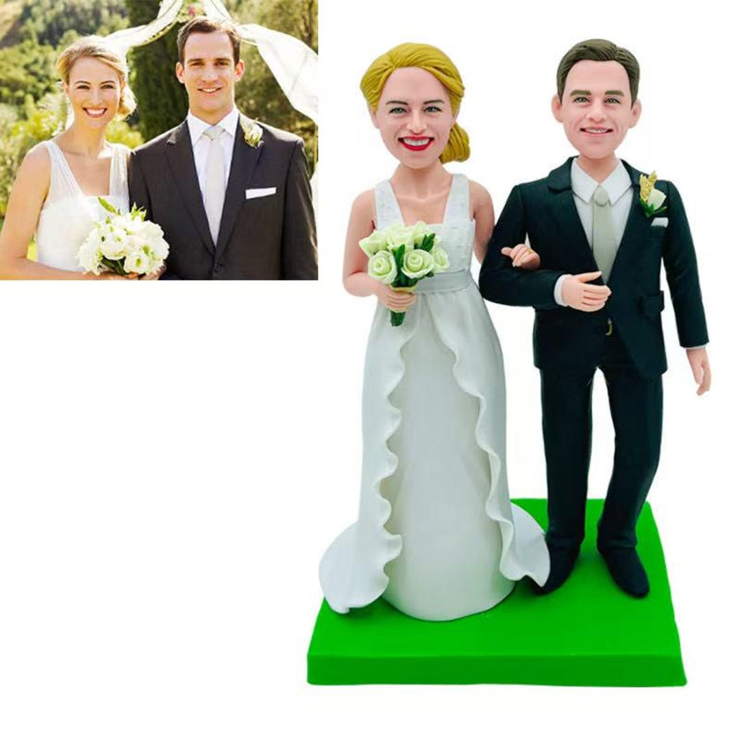 Custom Wedding Bobblehead Personalized Bride Groom Doll Cake Topper ...