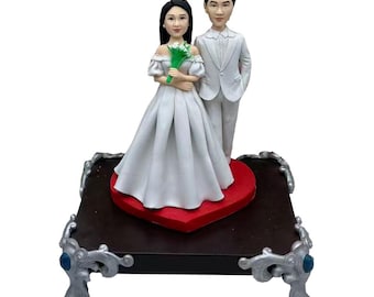 Custom Bruid Bruidegom Bobblehead Mini Me Couple Doll Gepersonaliseerde Bruiloft Beeldje Taarttopper Verjaardag Valentijnscadeau