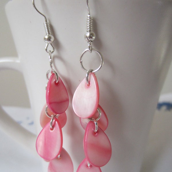 Pink Teardrop Dangle Earrings