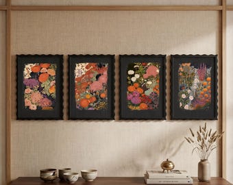 Set di cornici per poster nere ondulate e smerlate, formato A4, set da 2 o 4, decorazione murale in stile vintage cottage, complemento d'arredo neutro.
