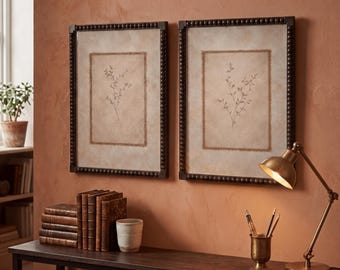 Cornici portafoto A4 con perline / Set di 2 o 4 cornici vintage da parete, cornici boho in stile rustico con vetro acrilico, regalo per lei
