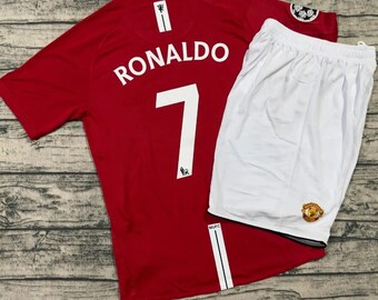 Camiseta de manga corta Ronaldo del Manchester United 2008 Moscú final para niños, camisetas de fútbol para adultos y niños