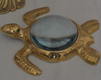 Pisapapeles vintage de latón con forma de tortuga "Cassy", lupa para escritorio, decoración náutica | Regalo original