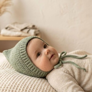 Easy Crochet Newborn Bonnet Pattern PDF, Baby Pixie Beanie, Simple Baby Hat, Crochet Pixie Bonnet , Newborn Beanie, Preemie to Toddler Hat