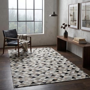 Tappeto in pelle di mucca / Tappeto in pelle con patchwork geometrico / Decorazione in pelle con pelo / Stile western moderno
