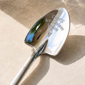 Custom Ice Cream Shovel Spoon For Dad, Engraved Stainless Steel Dessert Shovel Spoon, Personalized Funny Father's Day Gifts for Dad, Grandpa