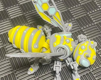 Abeja mecánica totalmente articulada, figura de avispa robot impresa en 3D, escultura animal cyberpunk, accesorio de escritorio moderno, regalo de cumpleaños