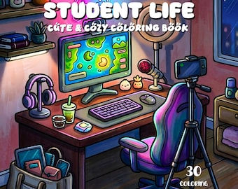 Student Life Coloring, Summer Coloring Book for Adults, Lifestyle Stress Relief Coloring Moments Cute Coloring Cozy Coloring Pages, Digital